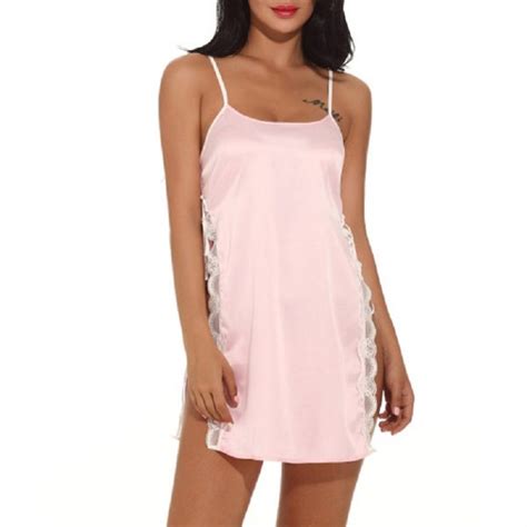 Girl Lingerie Satin Sleepwear Lace Chemise Night Gown Power Day Sale