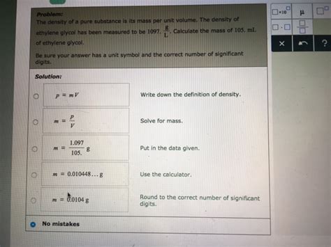 Solved Problem The Density Of A Pure Substance Is Its Mass