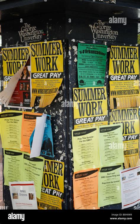 Wall With Flyers George Washington University Washington Dc Usa