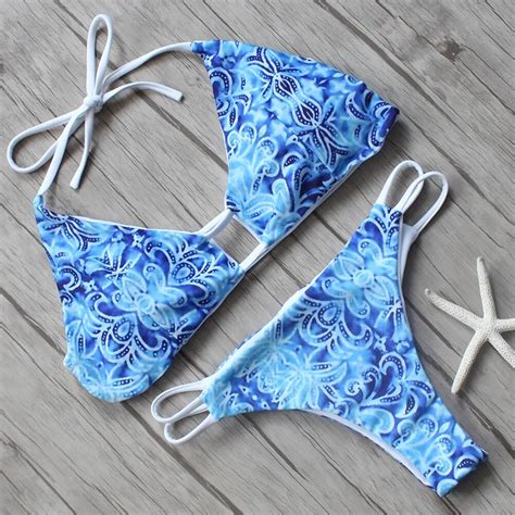 Aliexpress Buy High Leg Bikini Set 2018 Brazilian Swimsuit Halter Cut Leg Bathing Suit