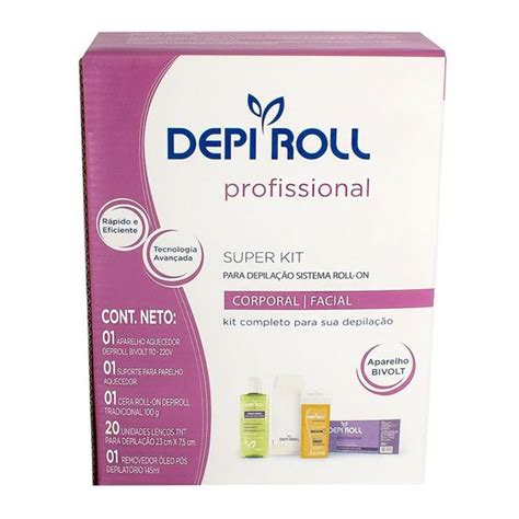 Depilador DepiRoll Super Kit Aparelho Aquecedor Bivolt Suporte