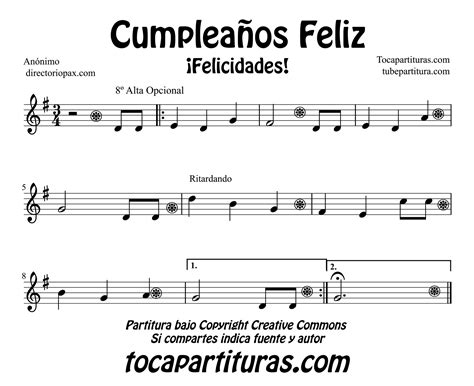 Diegosax Cumpleaños Feliz Partitura De Flauta Violín Saxofón Alto