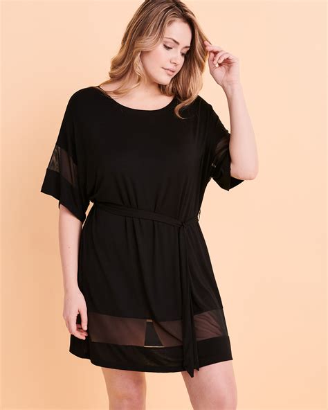 TURQUOISE COUTURE Robe courte insertion de résille Noir Bikini Village