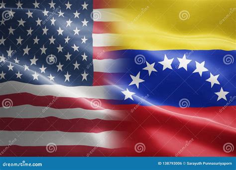 Flag of USA and Venezuela - Indicates Partnership, Agreement, or Trade ...