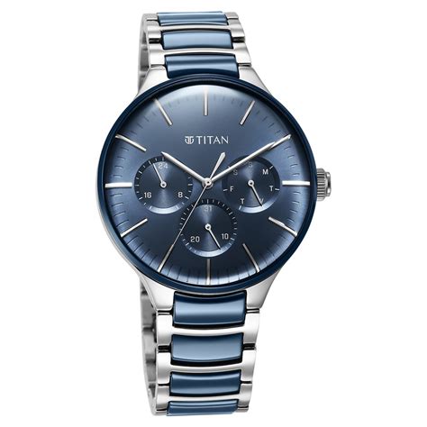 Buy Online Titan Ceramic Fusion Quartz Multifunction Blue Dial Silver