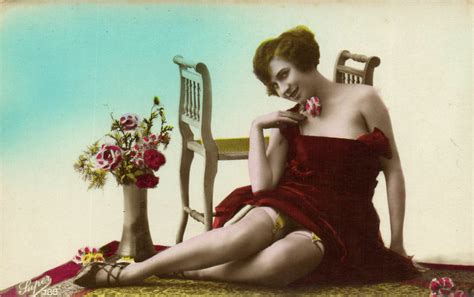 PC CPA Risque Nude Lady In Negligee Vintage Tinted Real Photo Postcard