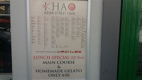 Menu At Khao Asian Street Food Restaurant Killarney