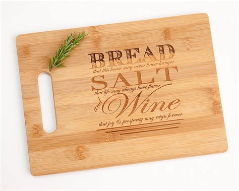 Buy Bread Salt Wine 8 5x11 Engraved Bamboo Wood Cutting Board