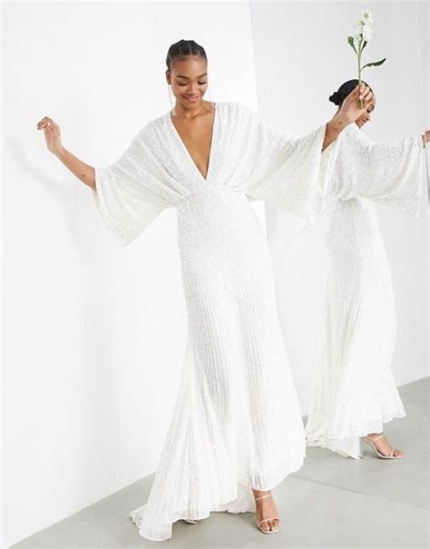 Asos Edition Ciara Sequin Kimono Sleeve Wedding Dress Asos Asos