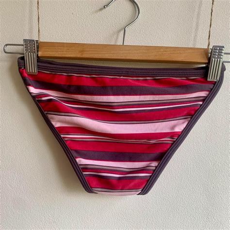 Stripe Bikini Bottoms Fat Face Navy Retro Stripe Red Depop
