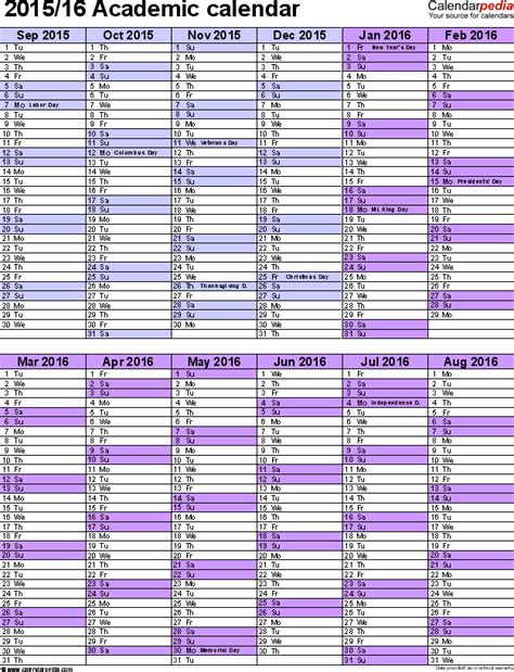 Academic Calendars As Free Printable Word Templates