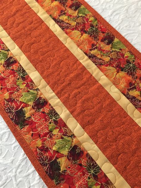 Fall Thanksgiving Table Runner Quilt Leaves Topper Fall