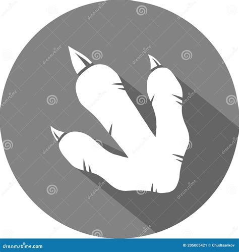 Grey Dinosaur Footprint Circle Flat Design Icon Stock Vector