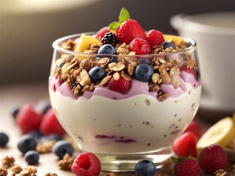 Parfait De Yogur Con Frutas Y Granola Foto Premium