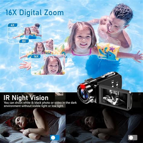 Видеокамера MOSMAOO, 4K Ultra HD, 3.0"IPS сензорен екран, 56MP, 18 x ...