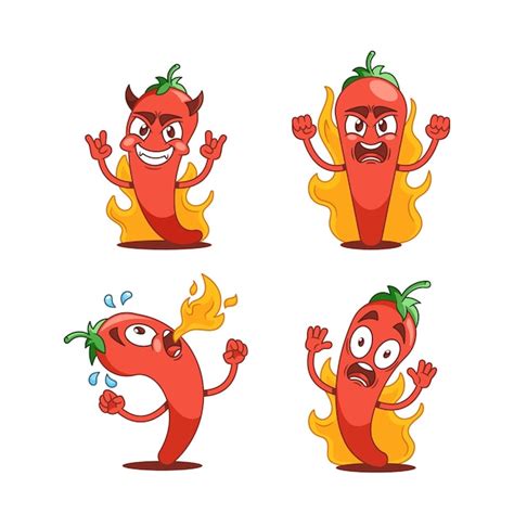 Premium Vector Cartoon Hot Chili Peppers Are Playful And Spicy Anthropomorphic Characters Each