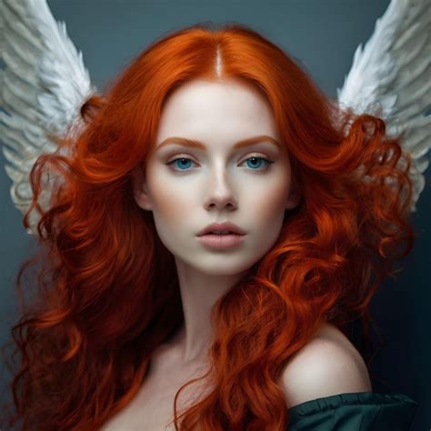 Premium Photo A Woman With Red Hair In The Style Of Angel