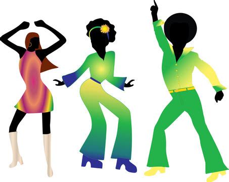 A Clipart Image Featuring Three People In Vibrant Colors Dancing