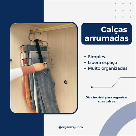Como Colocar Calça No Cabide - Organizar calça jeans no guarda roupa usando cabides