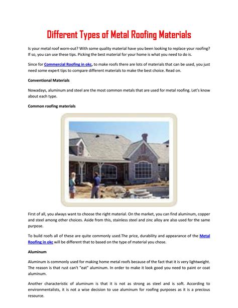 Different Types Of Metal Roofing Materials By Fred Lydick Issuu