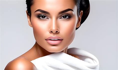 Premium AI Image Closeup Headshot Portrait Of Attractive Nude Woman With Perfect Smooth