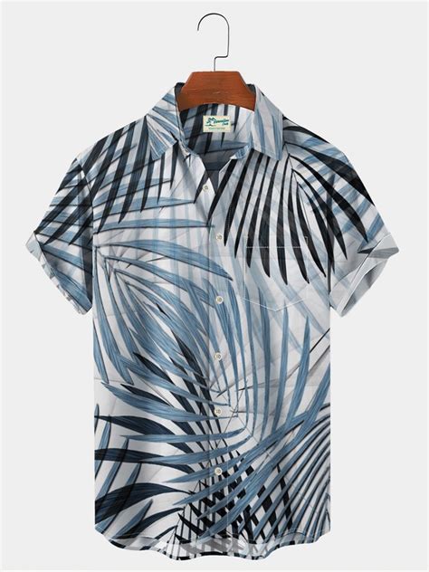 Royaura Holiday Beach Mens Hawaiian Shirts Tropical Leaves Art
