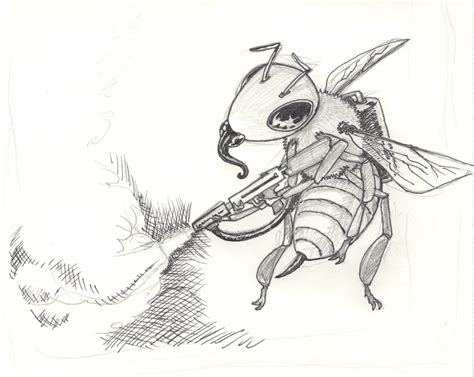 Bee-with-flamethrower-sketch-ink by krucz36 on DeviantArt