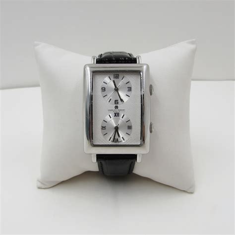 Charles Hubert Stainless Dual Time Watch With Leather Band S And K Ltd