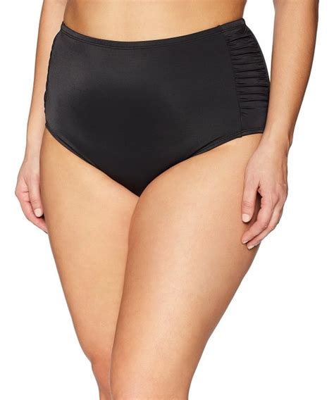 Women S Plus Size Control Swimwear Side Shirred Bikini Bottom Black