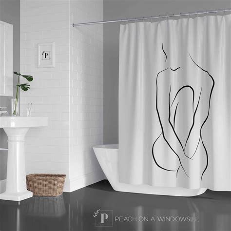 Naked Woman Shower Curtain Sexy X Bath Curtain In Black Etsy