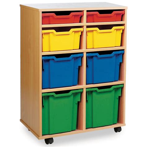 Tray Storage Unit With 8 Mixed Size Plastic Trays From Our School