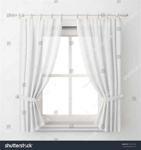 Vintage White Window Frame Curtain Isolated Stock Illustration 181867259