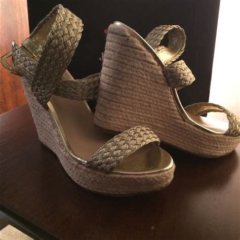 Justfab Gold Strappy Wedges