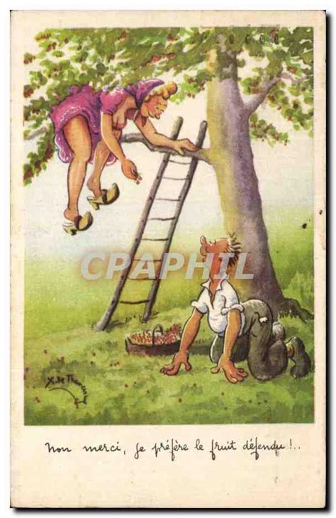 Carte Postale Ancienne Fantaisie Illustrateur Humour Non Merci Je