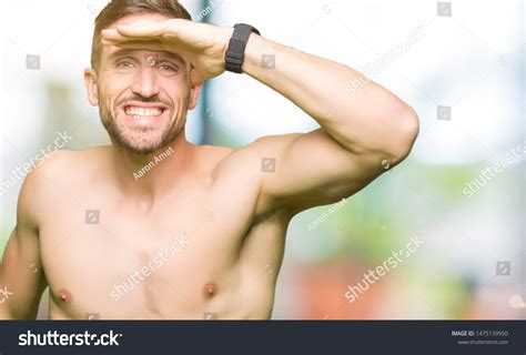Handsome Shirtless Man Showing Nude Chest Stock Photo Edit Now