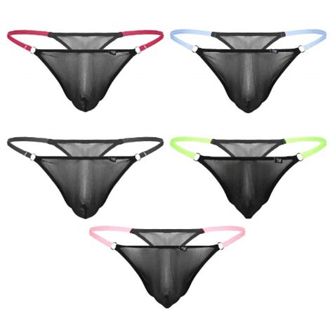 Mens Sissy Gay Underwear See Through Mesh Bulge Pouch Thong Breathable T Back Panties Low Rise G