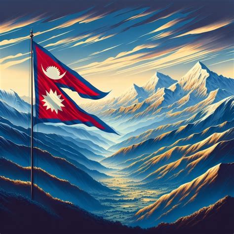 premium photo  picture   mountain  nepali flag   background