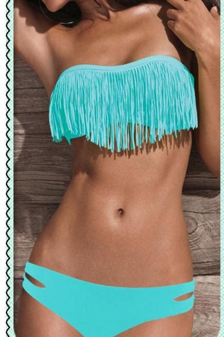 Sexy Blue Scale Polyline Net Cross Two Piece Bikini On Luulla