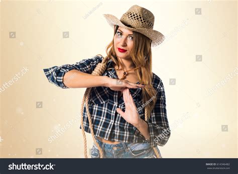 Sexy Blonde Woman Cowgirl Making Time Stock Photo 614346482 Shutterstock