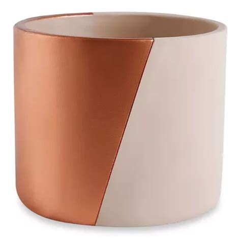 Cachepot Geometrico Nude E Cobre Em Cimento M Mercadolivre