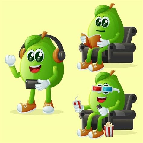 Cute guava characters enjoying leisure activities 28184226 Vector Art ...