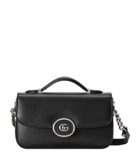 Gucci Black Mini Leather Petite Gg Shoulder Bag Harrods Uk