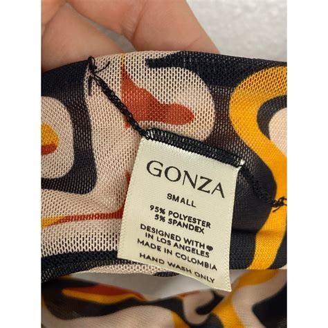 Gonza Twist Front Swim Bikini Top Semi Sheer Swimwear Abstract Pattern