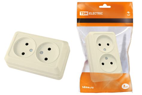 Розетка двойная 2П открытой установки IP20 10А, сл. кость “Дача ...