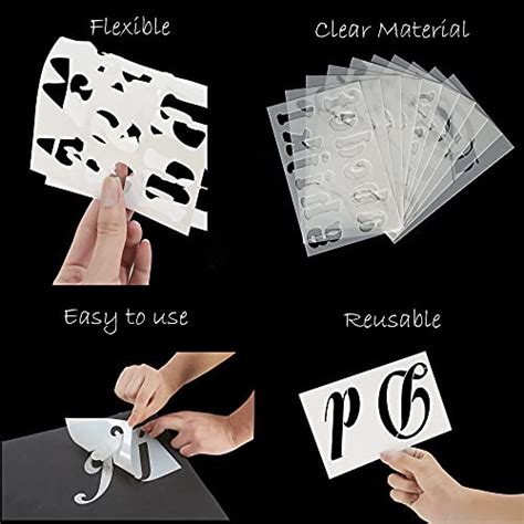 Large Letter Stencils 45 Reusable Cursive Art Kit for Calligraphy ...