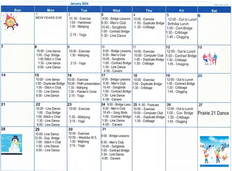 Monthly calendar