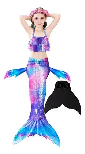 Sirena Cola Y Bikini Niñas Traje Baño Con Monoaleta 4 Pieza Cuotas sin interés