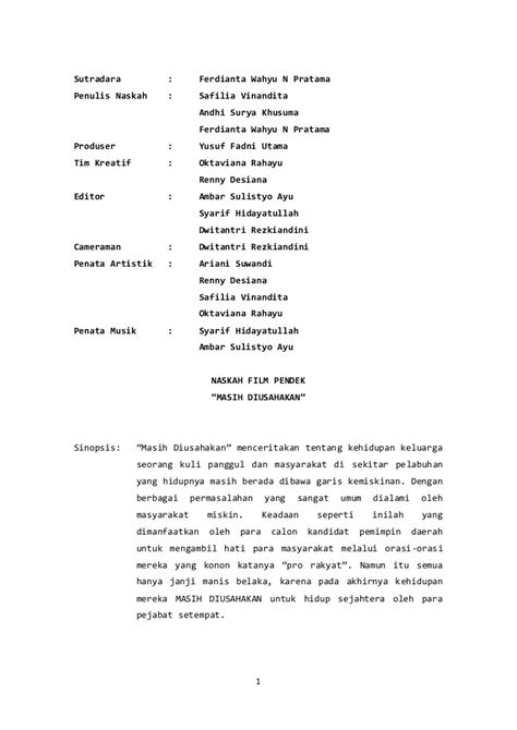 Contoh Naskah Dialog Film Pendek Zoe Production Breakdown Shooting