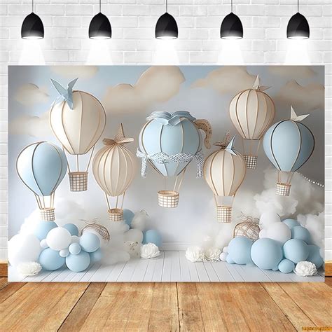 Hot Air Balloons Backdrop Baby Shower Newborn Portrait Girl Boy Birthday Party R Photography