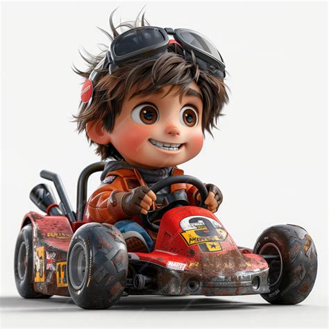 Illustration a boys racing go karts on white background | Premium AI